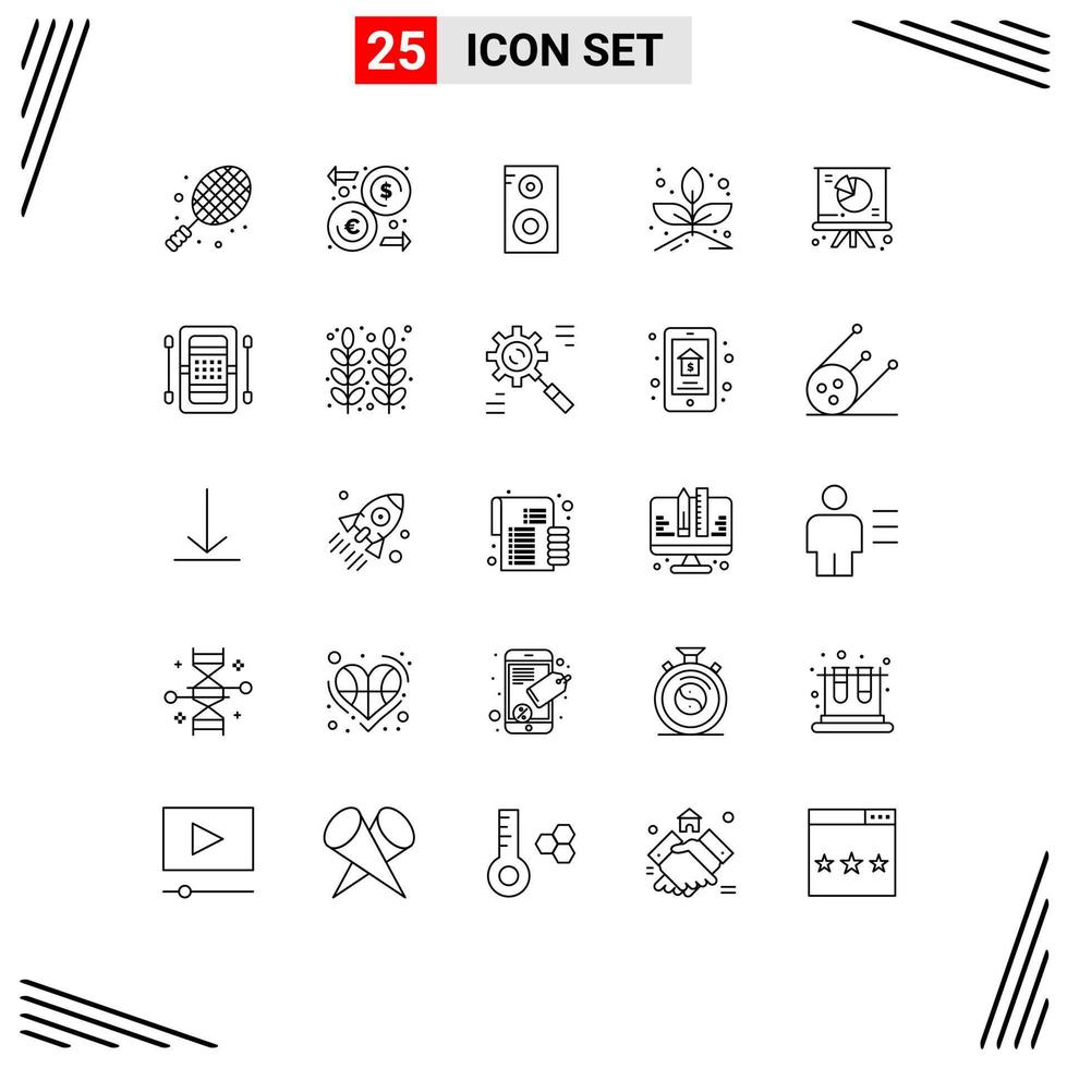 conjunto de 25 sinais de símbolos de ícones de interface do usuário modernos para apresentação gráfico gráfico de estudo planta elementos de design de vetores editáveis