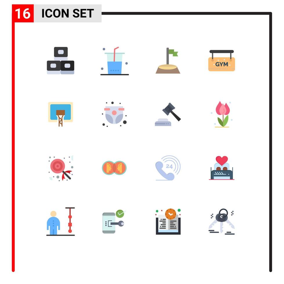 conjunto moderno de 16 cores e símbolos planos, como pacote editável de elementos de design de vetores criativos
