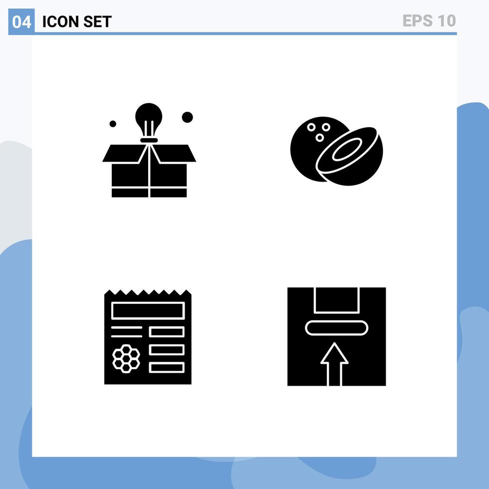 ícones criativos sinais modernos e símbolos de caixa de educação interface de usuário de coco lidar com elementos de design de vetores editáveis