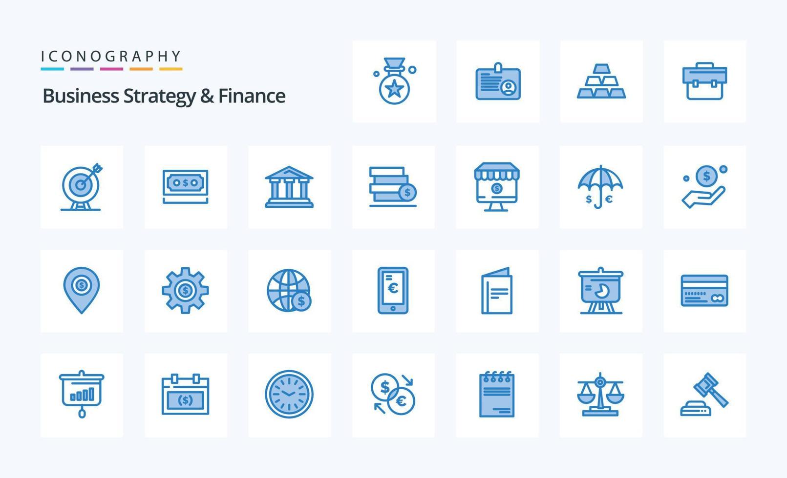 25 estratégia de negócios e pacote de ícones azuis de finanças vetor