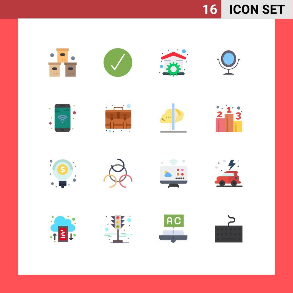 pacote de ícones vetoriais de estoque de 16 sinais e símbolos de linha para moda móvel ok ferramenta de espelho pacote editável de elementos de design de vetores criativos