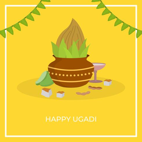 Ilustração vetorial plana de Ugadi vetor