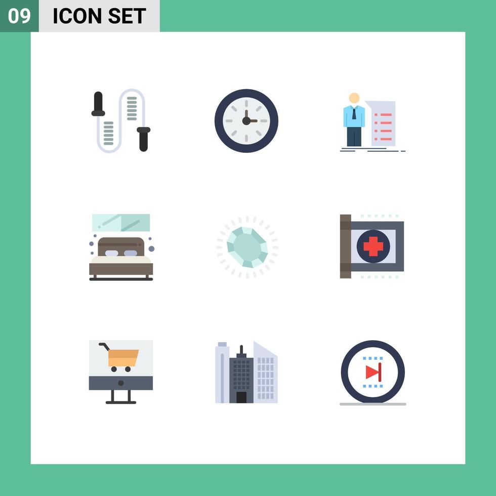 conjunto de 9 sinais de símbolos de ícones de interface do usuário modernos para apresentação de hotel de negócios de moda elementos de design de vetores editáveis