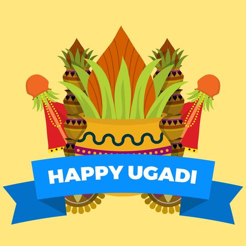 Ilustração vetorial plana de Ugadi vetor