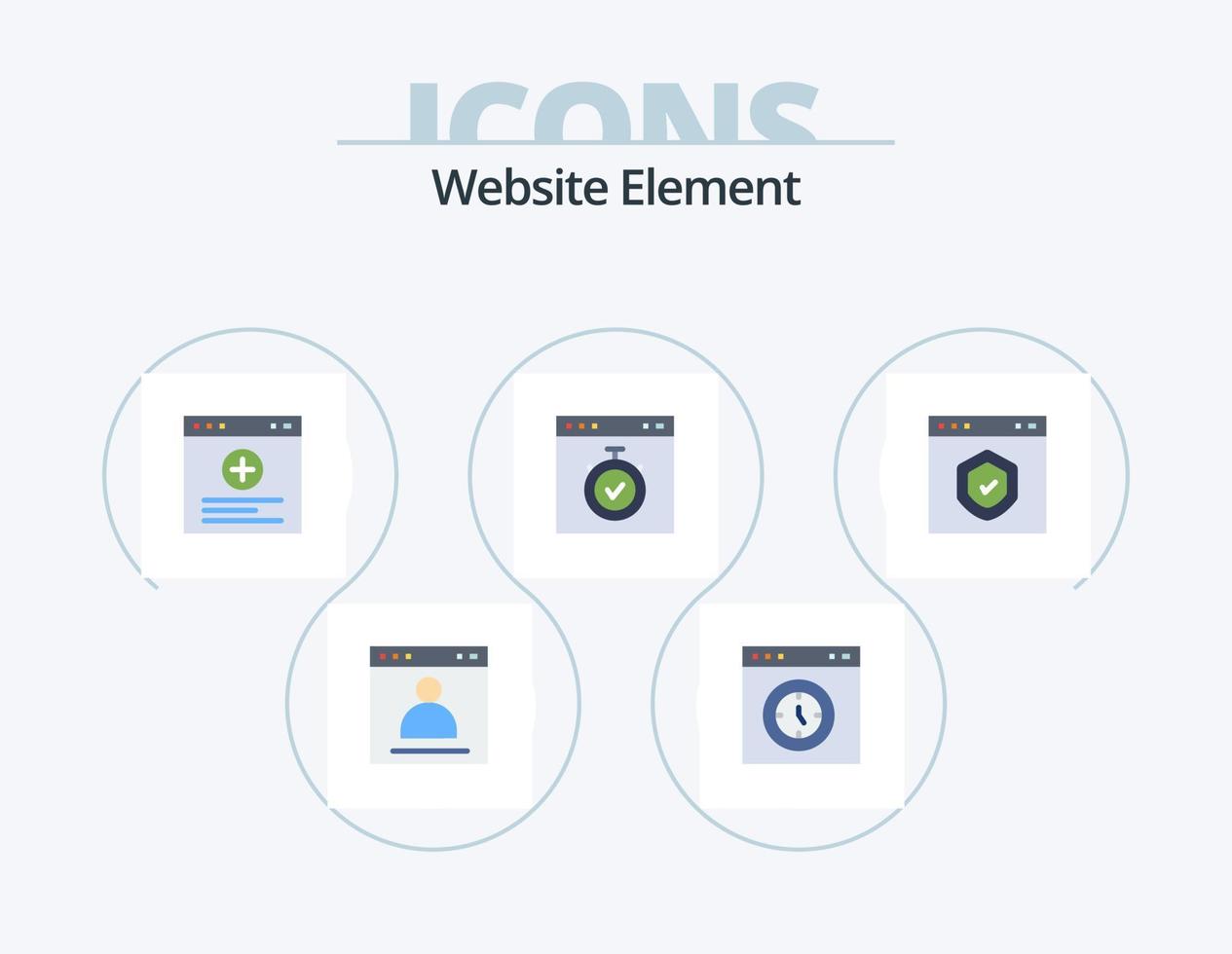 design de ícones do pacote de ícones planos do elemento do site 5. tempo. página. velocímetro. interface. local na rede Internet vetor