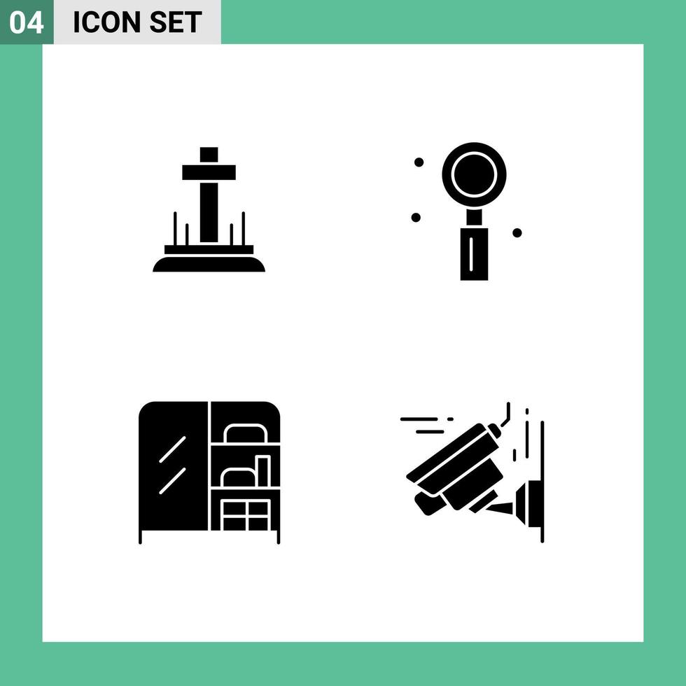 conjunto de 4 sinais de símbolos de ícones de interface do usuário modernos para móveis de celebração, estilo de vida de páscoa, guarda-roupa, elementos de design de vetores editáveis
