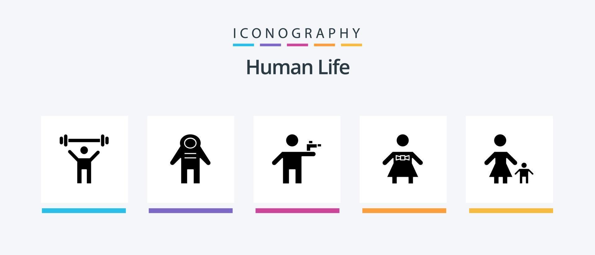 pacote de ícones de glifo humano 5, incluindo família. mulher. pistola. pessoas. assassino. design de ícones criativos vetor