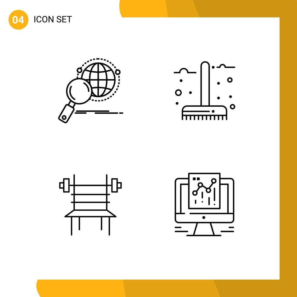 4 cores planas de linhas preenchidas de vetores temáticos e símbolos editáveis da pesquisa de temporada global caem elementos de design de vetores editáveis de halteres