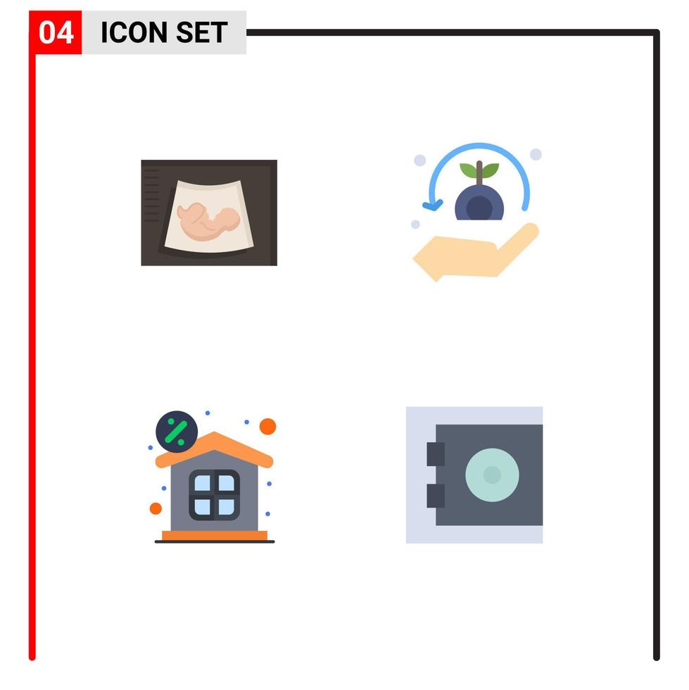 4 conceito de ícone plano para sites móveis e aplicativos desconto de maternidade bebê segurança dinheiro elementos de design vetoriais editáveis vetor