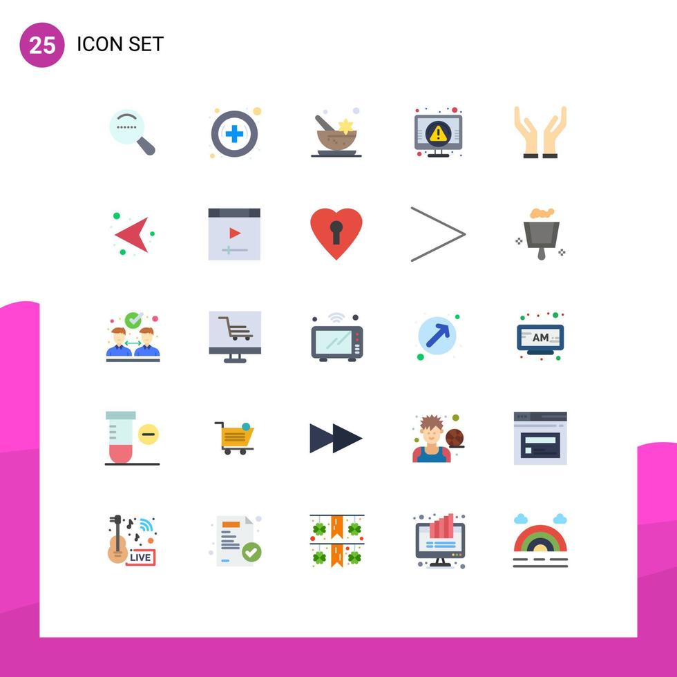 grupo de 25 cores planas modernas definidas para tratamento de mãos argamassa erro de dados pc elementos de design de vetores editáveis