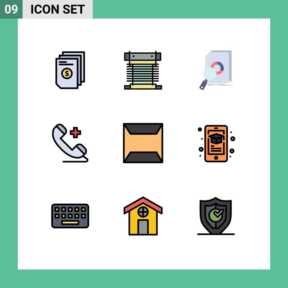 conjunto de 9 sinais de símbolos de ícones de interface do usuário modernos para além de elementos de design de vetores editáveis financeiros de pesquisa de cpu médica
