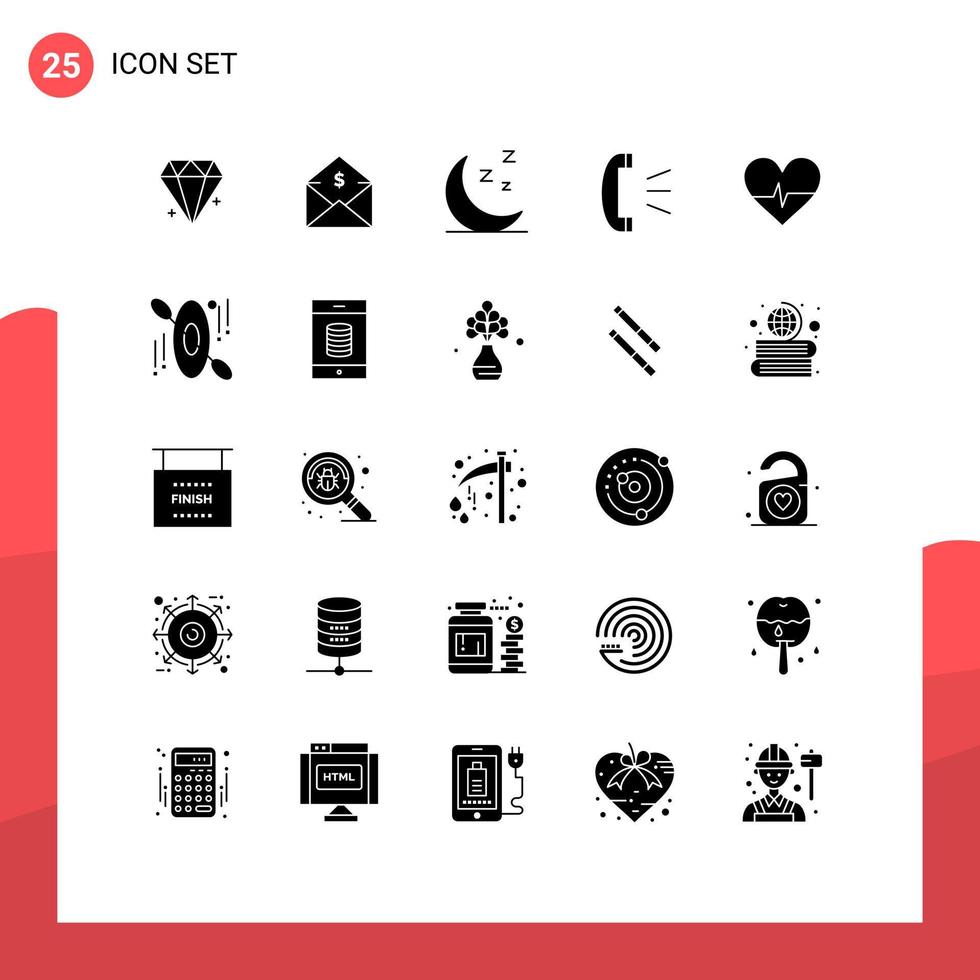 25 conceito de glifo sólido para sites móveis e aplicativos coração pedido de suporte ao cliente suporte ao cliente resposta elementos de design de vetores editáveis