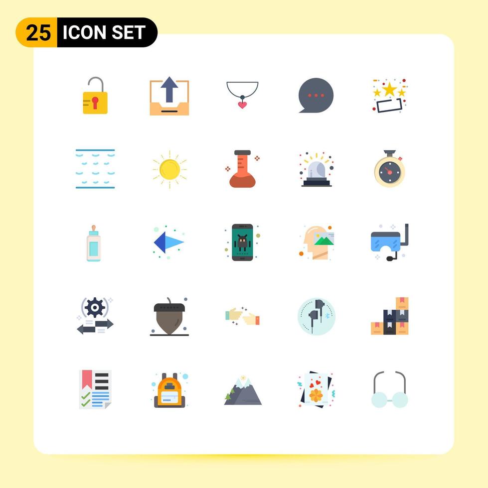conjunto de 25 sinais de símbolos de ícones de interface do usuário modernos para venda colar de desconto de bate-papo elementos de design de vetores editáveis