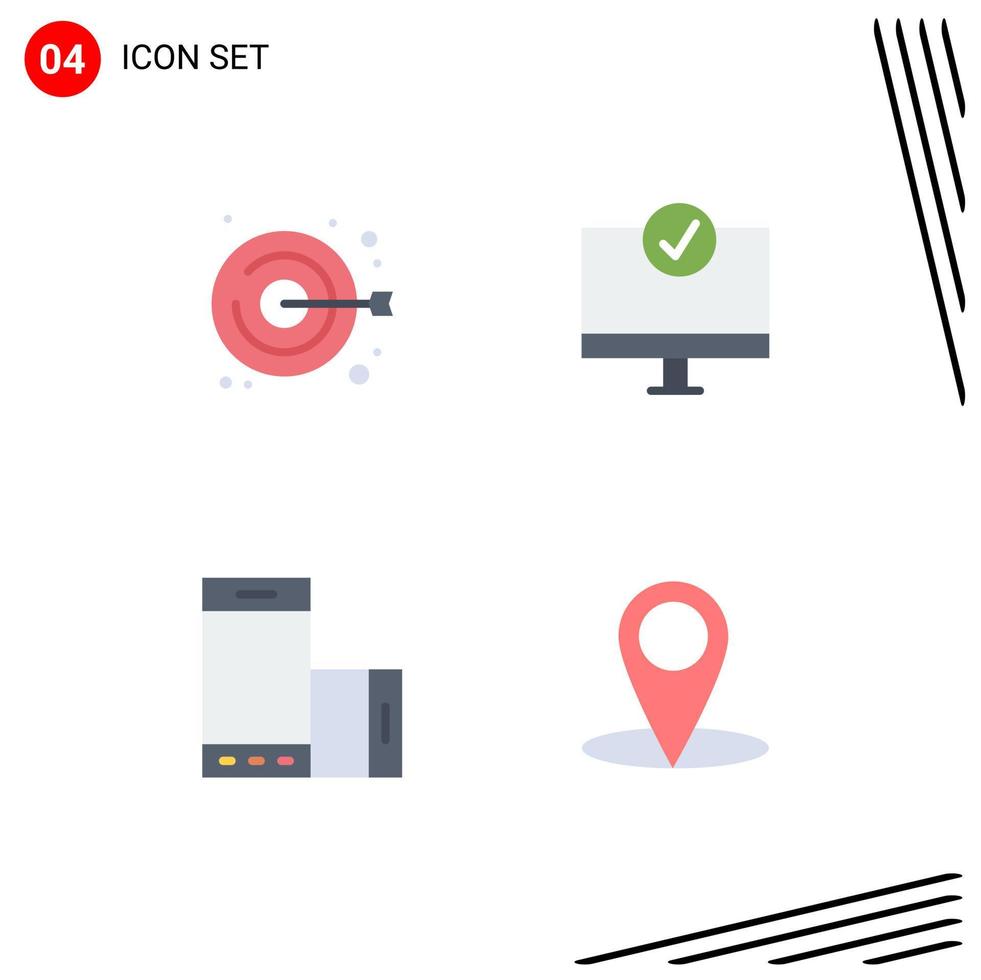 conjunto de pictogramas de 4 ícones planos simples de dispositivos de artesanato de dispositivo de coágulo, elementos de design de vetores editáveis de telefone