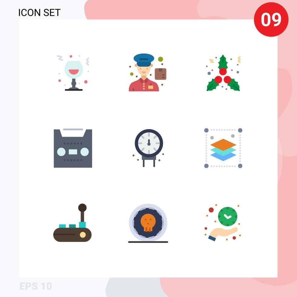 pacote de interface do usuário de 9 cores planas básicas de elementos de design de vetores editáveis de mídia de fita de natal de calibre de encanador