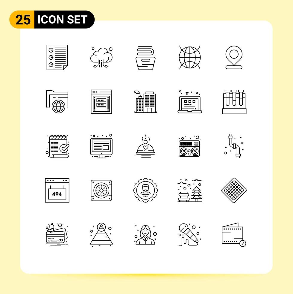 25 ícones criativos sinais e símbolos modernos de localização tecnologia iot internet das coisas lavando elementos de design vetorial editáveis vetor