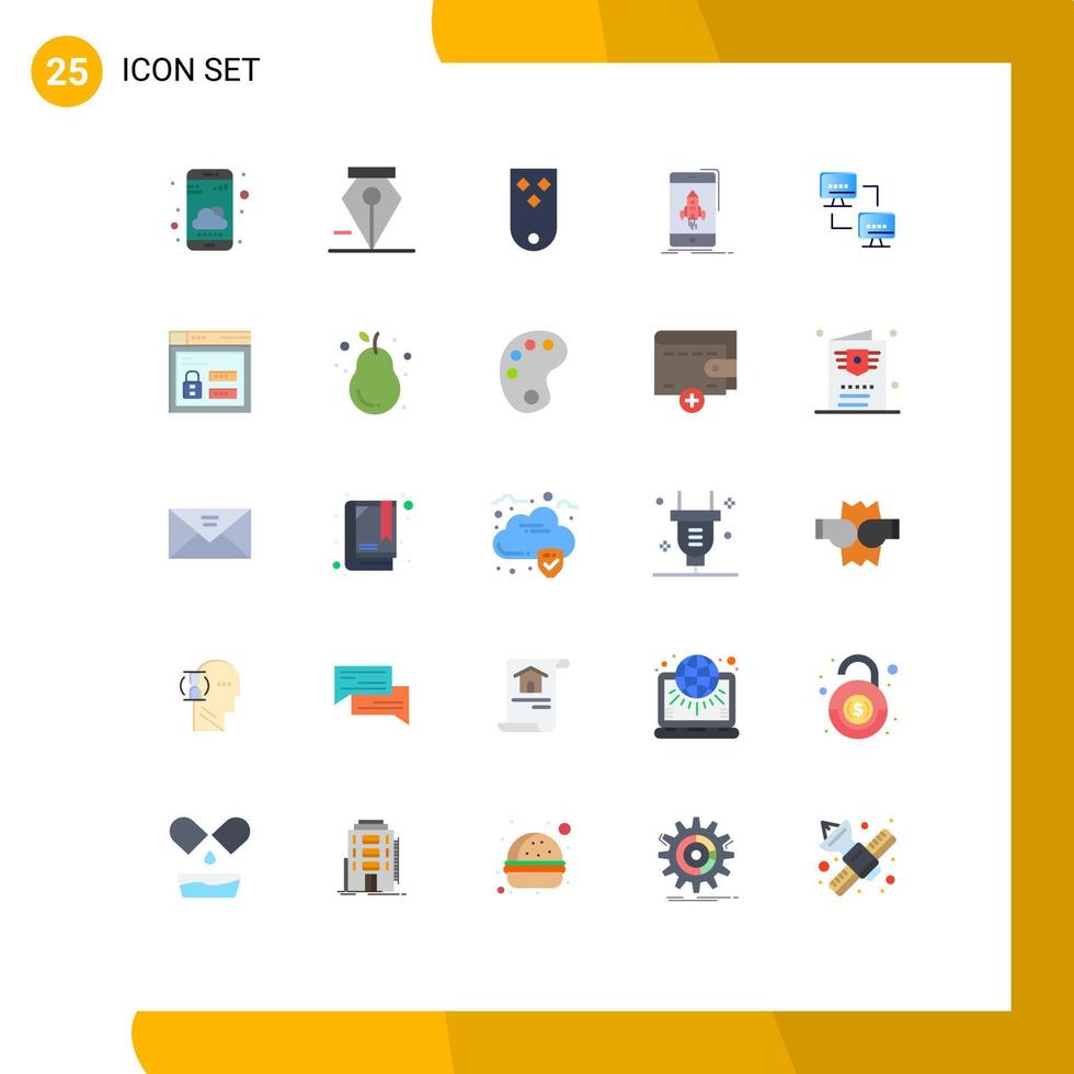 25 ícones criativos, sinais e símbolos modernos de insígnias móveis de computador, iniciar o jogo, elementos de design de vetores editáveis