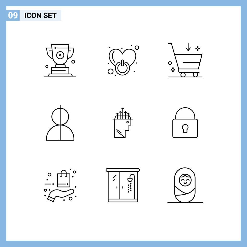 pacote de interface do usuário de 9 contornos básicos de elementos de design de vetores editáveis de comércio de avatar de impostor de perfil