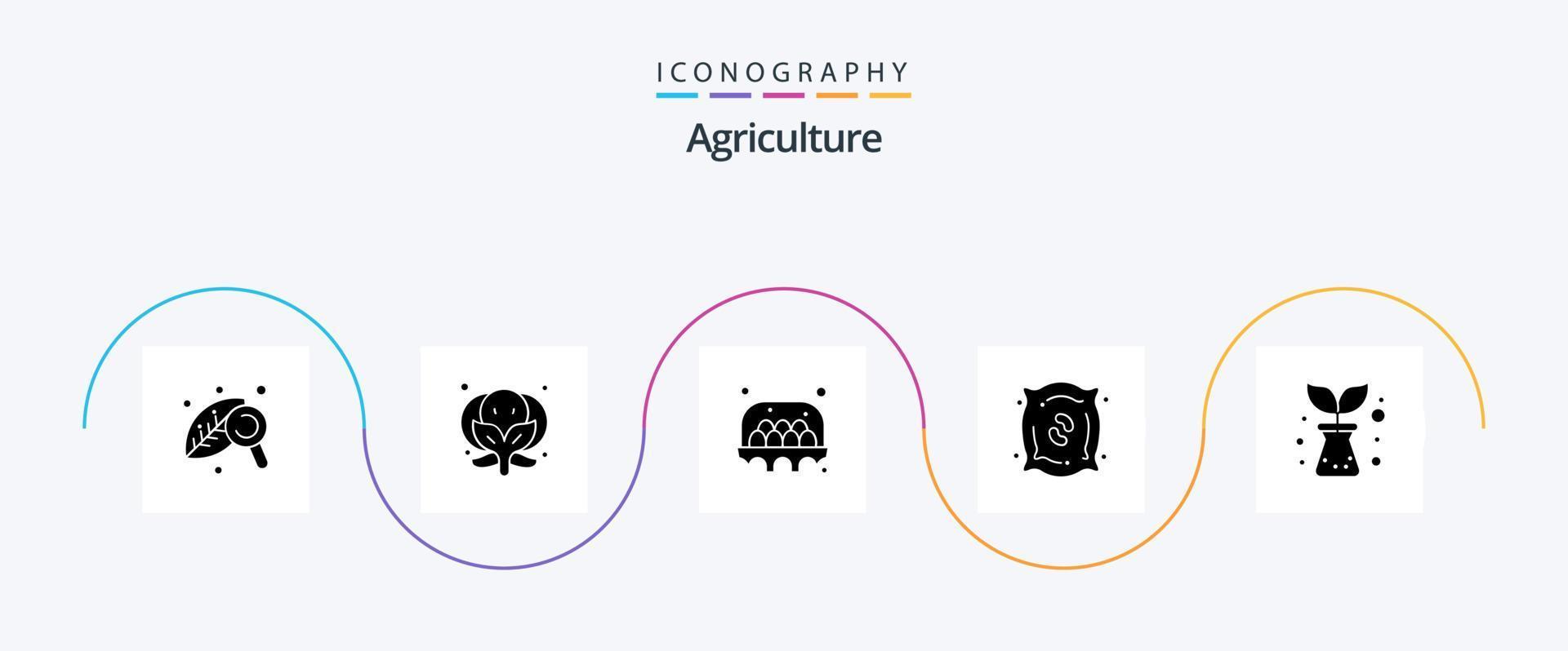 pacote de ícones de glifo 5 de agricultura, incluindo planta. agricultura. ovo. sementes. fertilizante vetor