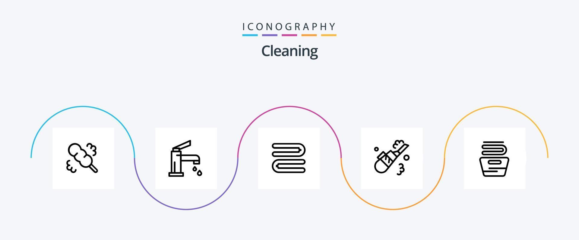 pacote de ícones da linha 5 de limpeza, incluindo limpeza. limpeza. limpar. cano. limpeza vetor