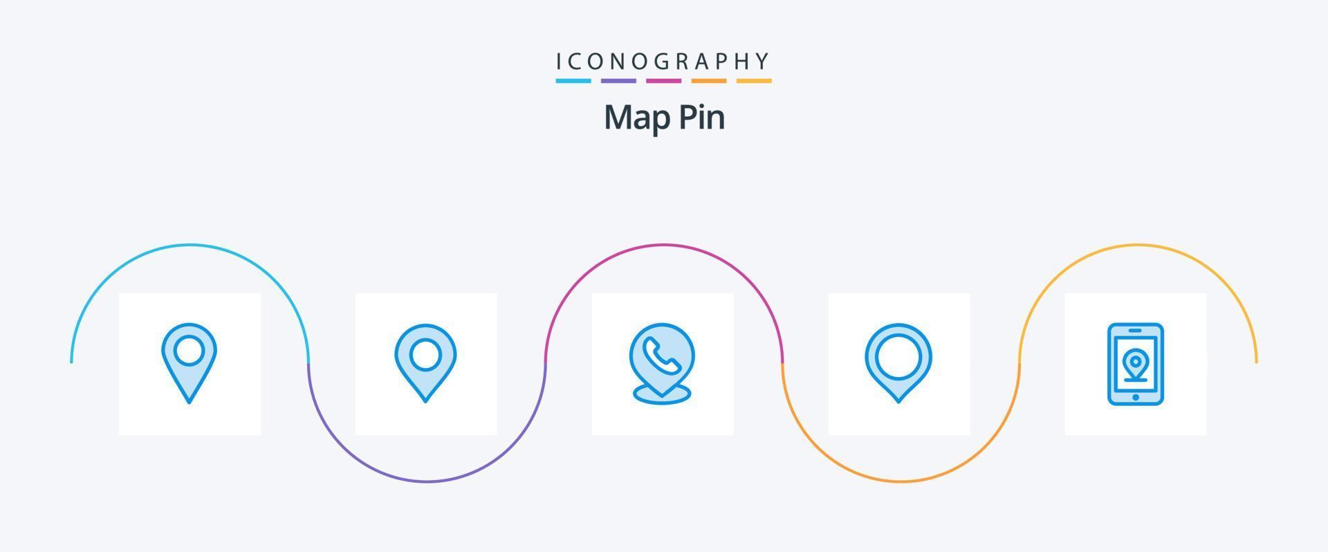 pacote de ícones de 5 pinos de mapa azul, incluindo . mapa. Internet vetor