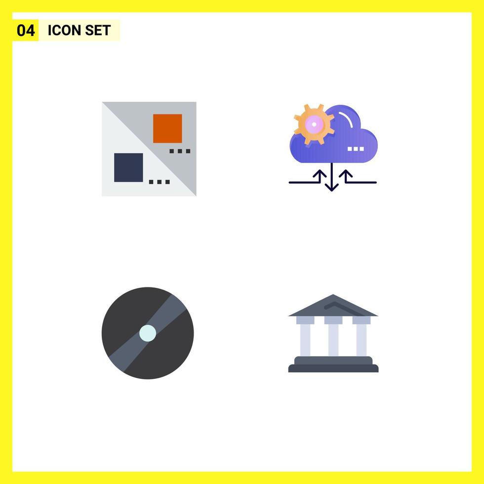 conjunto de 4 pacotes de ícones planos comerciais para elementos de design de vetores editáveis de pokémon de seta de nuvem de filme cruzado