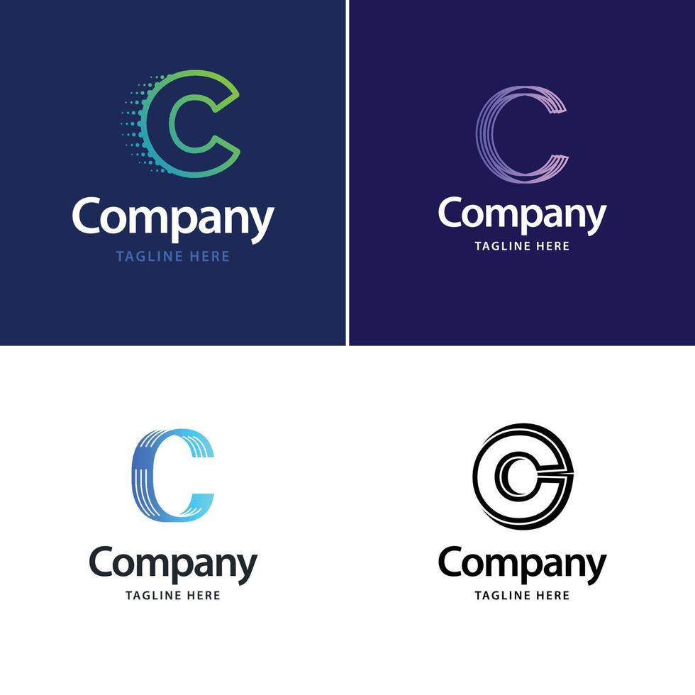 letra c design de pacote de logotipo grande design criativo de logotipos modernos para o seu negócio vetor