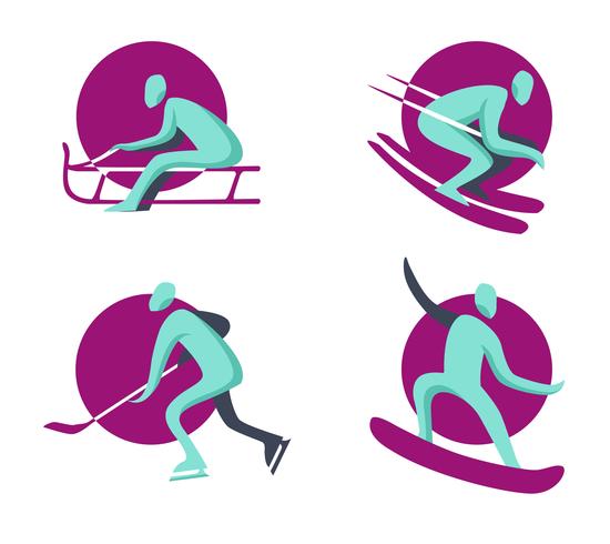 Desporto de Inverno Logotipo Olímpico Flat Collection vetor