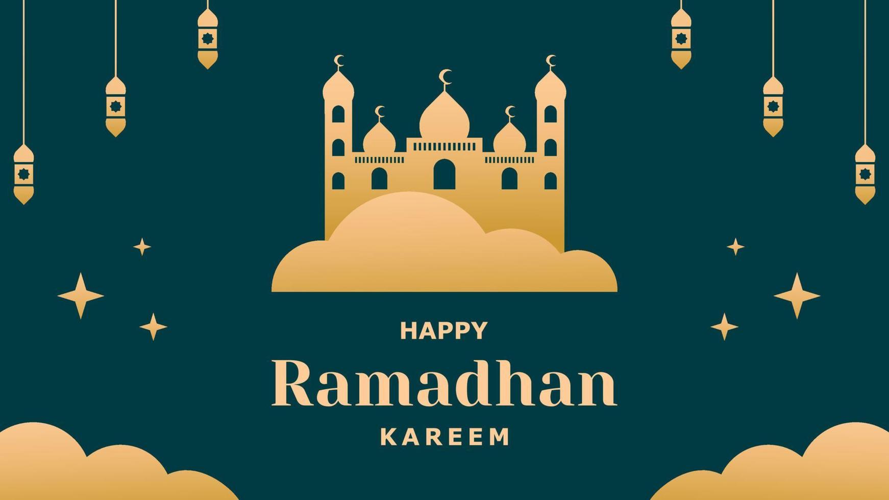 luxo feliz fundo ramadhan kareem vetor