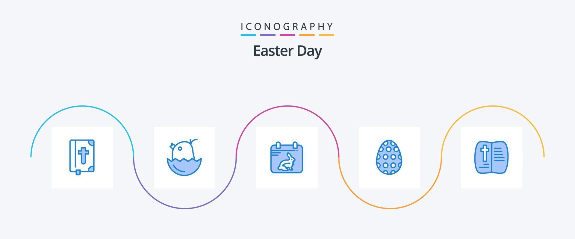 Pacote de ícones de Páscoa azul 5, incluindo aberto. ovo. calendário. ovos de pascoa. decoração vetor