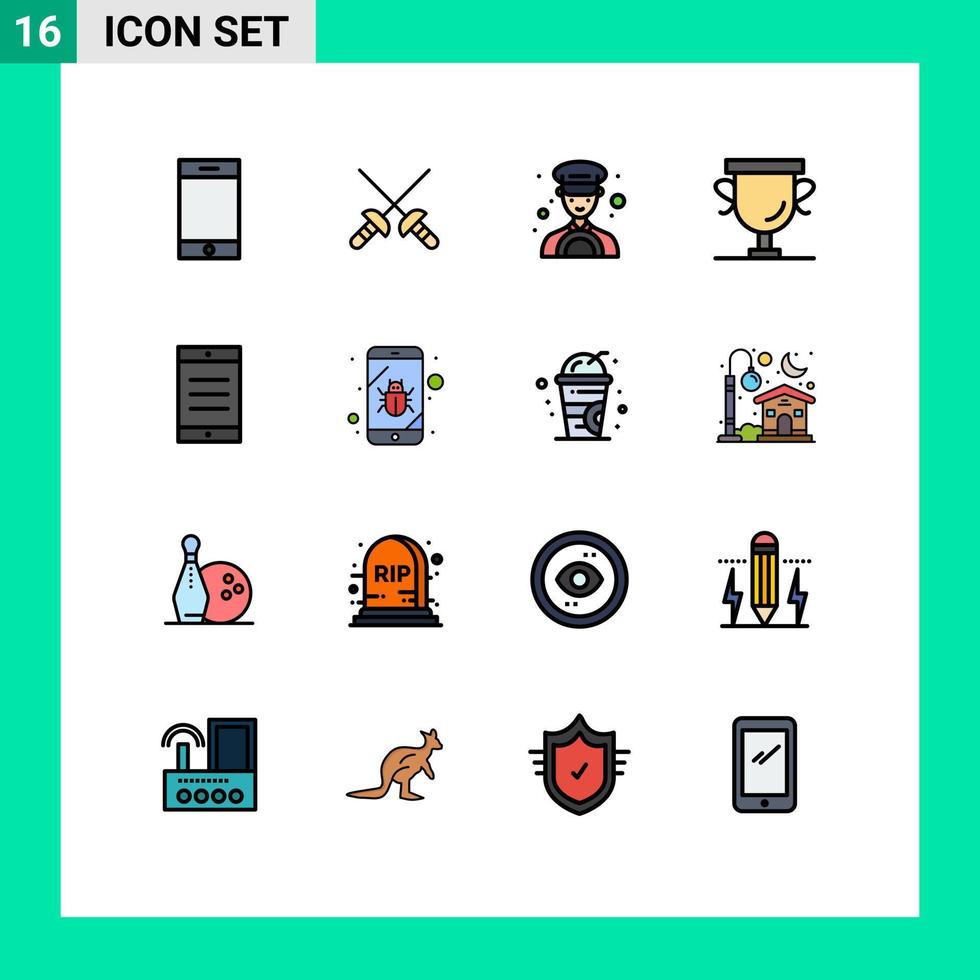 pacote de ícones vetoriais de estoque de 16 sinais e símbolos de linha para troféu de célula de táxi de texto móvel elementos de design de vetores criativos editáveis