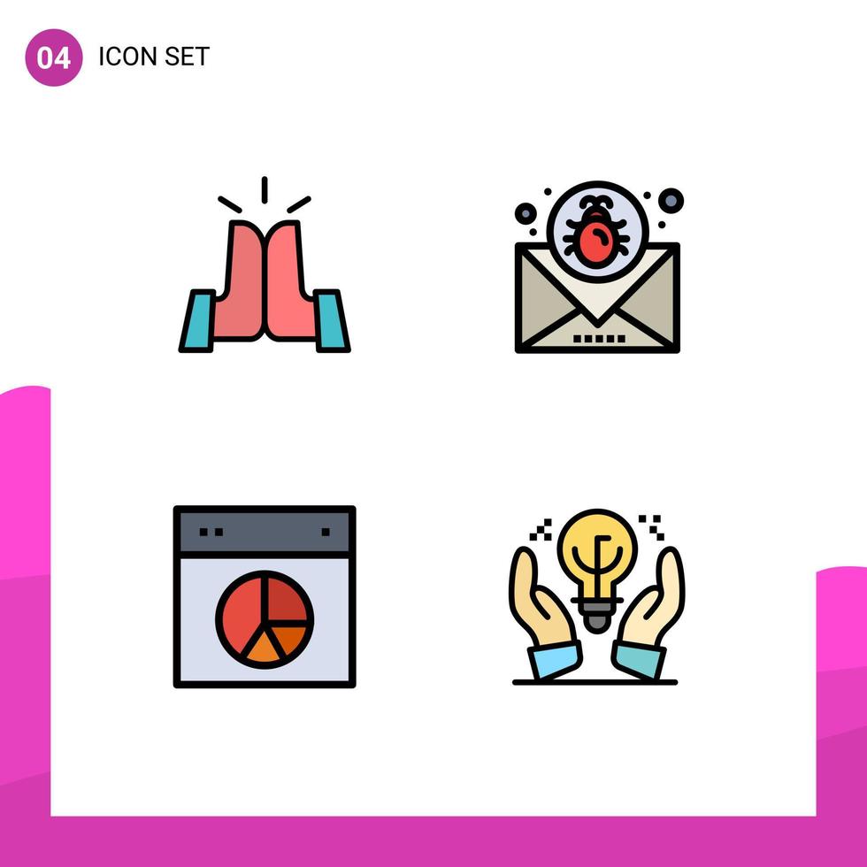 grupo de símbolos de ícone universal de 4 cores planas modernas de linhas preenchidas do melhor layout de e-mail gráfico elementos de design de vetores editáveis