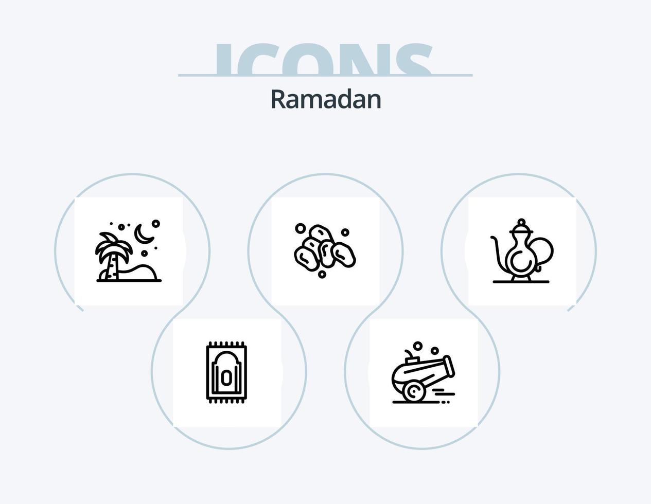 design de ícones do pacote de 5 ícones da linha do Ramadã. muçulmano. islamismo. livro. crescente. Rezar vetor