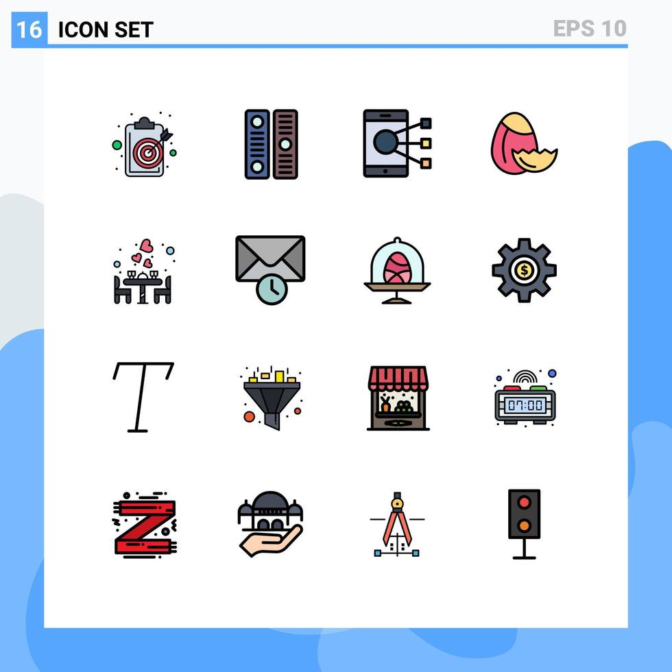 pacote de ícones vetoriais de estoque de 16 sinais e símbolos de linha para capa de arquivo de natureza de casal ovo telefone elementos de design de vetor criativo editáveis