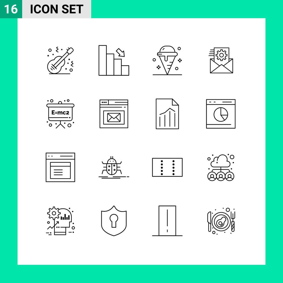 pacote de 16 contornos criativos de dados de gerenciamento de dados para baixo elementos de design de vetores editáveis de gelo doce