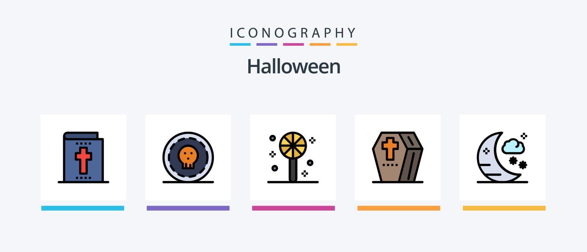 linha de halloween cheia de 5 ícones incluindo feriado. vassoura de bruxa. páscoa. vassoura do dia das bruxas. vassoura. design de ícones criativos vetor