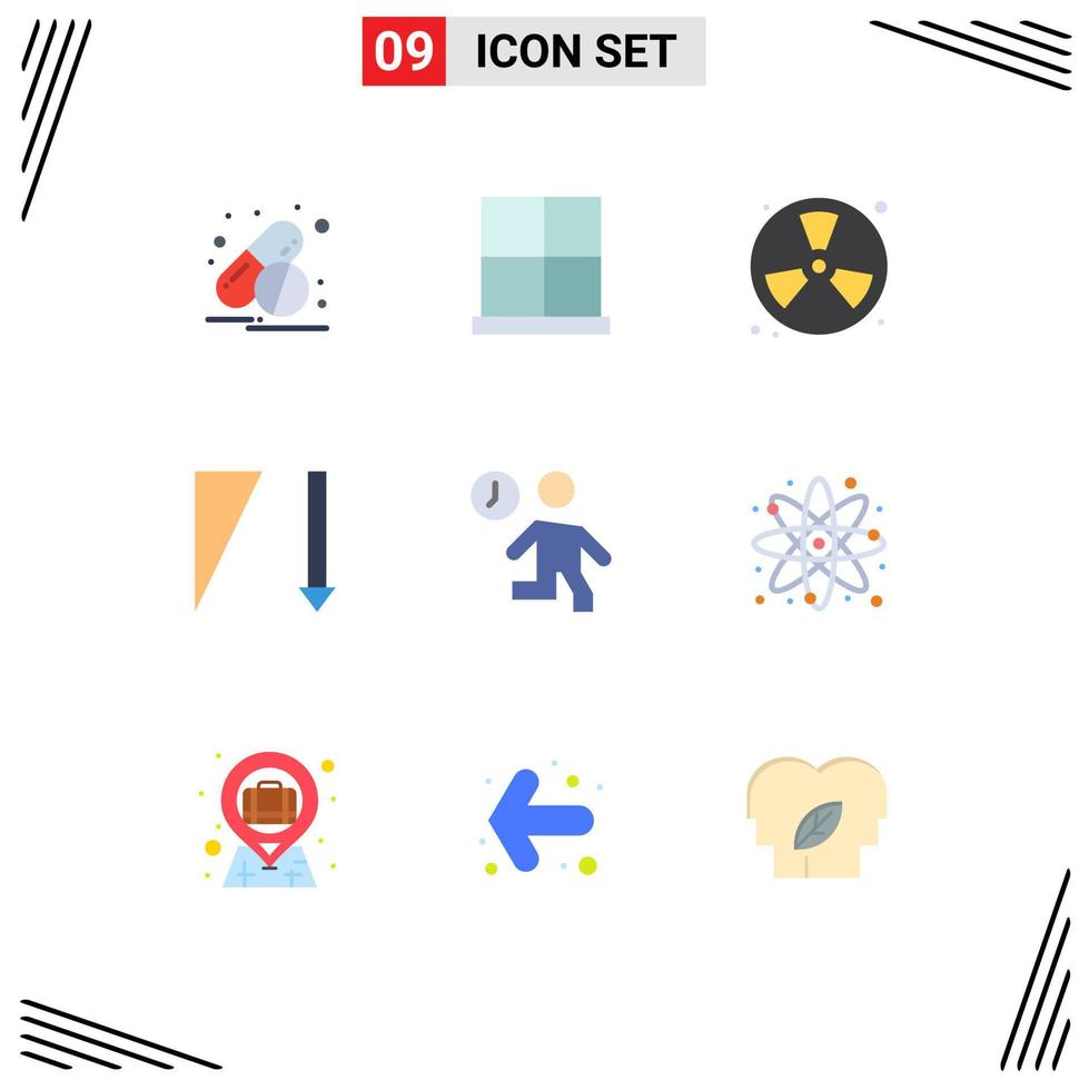 conjunto de 9 símbolos de ícones de interface do usuário modernos, sinais para classificação rápida, classificação de queimadura, flutuação, elementos de design de vetores editáveis