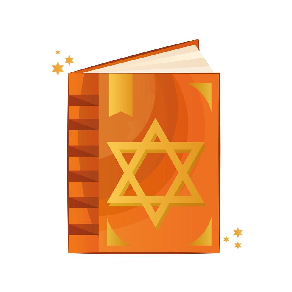 livro hanukkah com ícone tradicional de celebração de estrela judaica vetor