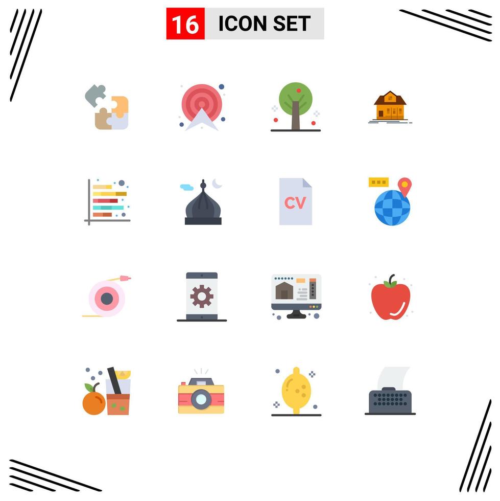 16 ícones criativos, sinais e símbolos modernos da rota imobiliária do gráfico, construindo um pacote editável para casa de elementos de design vetorial criativo vetor