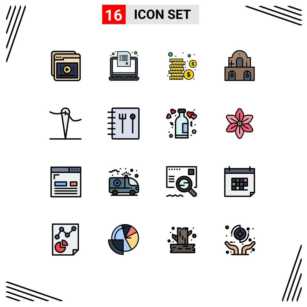 conjunto de 16 sinais de símbolos de ícones de interface do usuário modernos para a páscoa, natal, moedas de construção on-line, elementos de design de vetores criativos editáveis