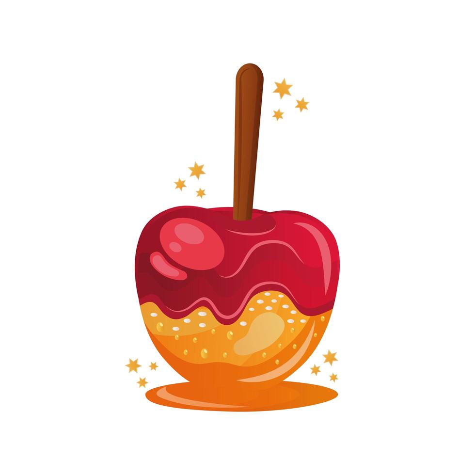 ícone isolado de maçã caramelizada vetor