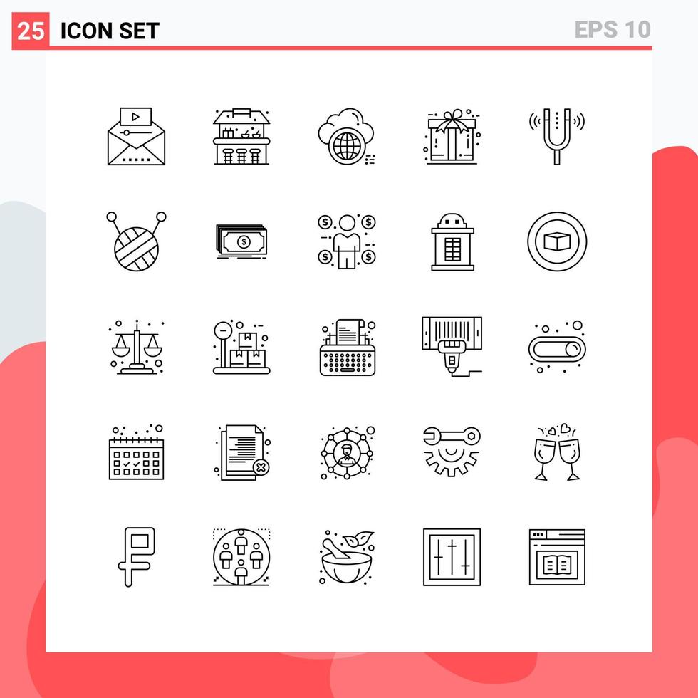 25 ícones criativos sinais e símbolos modernos de nuvem de presente de concerto elementos de design de vetores editáveis de dados gratuitos