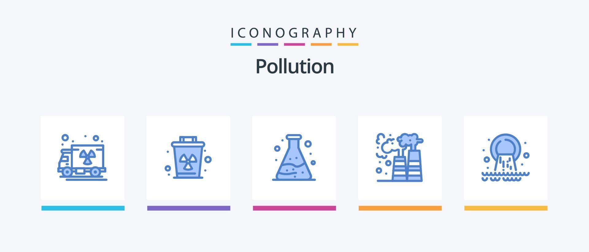 pacote de ícones de poluição azul 5, incluindo esgoto. poluição. tubo. cano. poluição. design de ícones criativos vetor