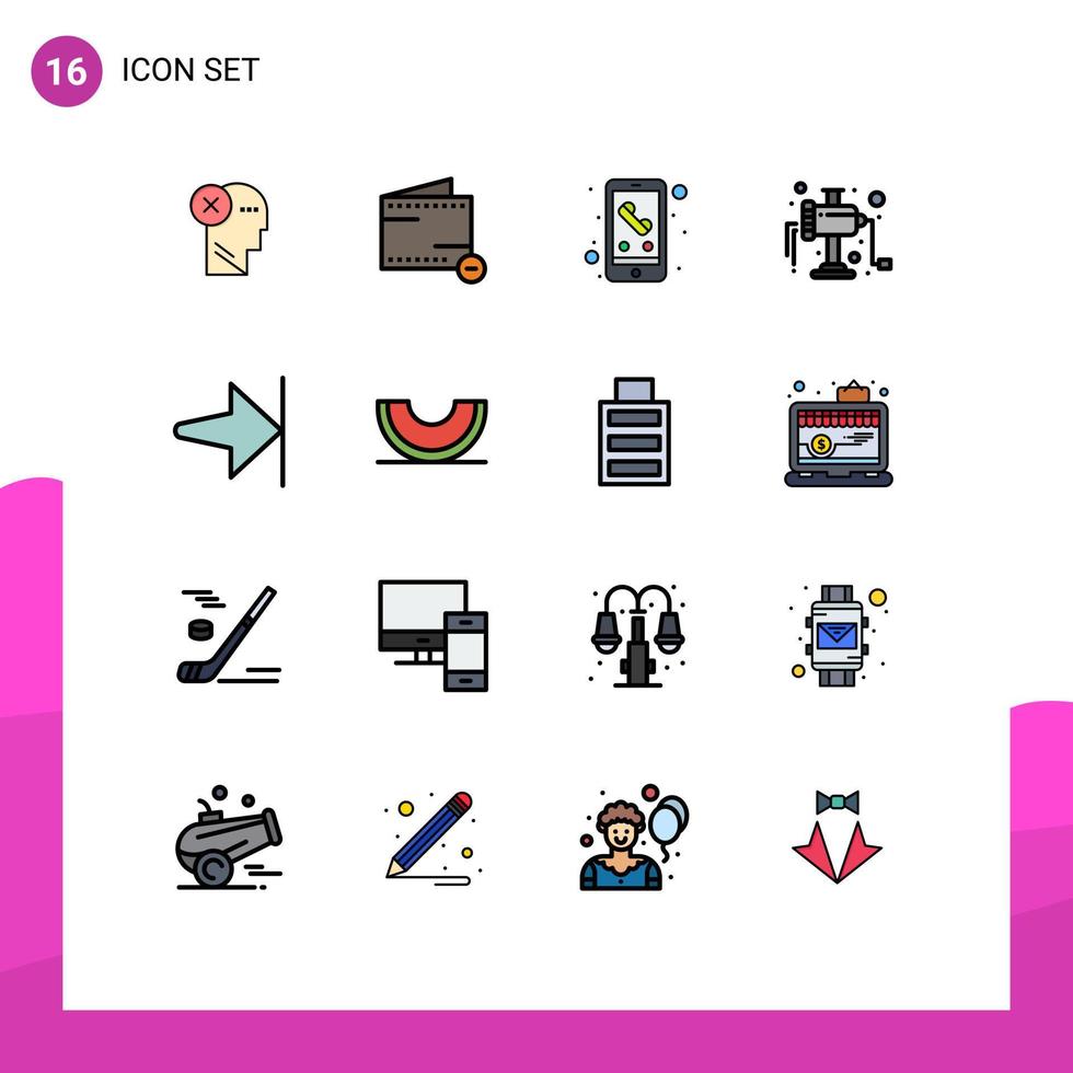 conjunto de 16 sinais de símbolos de ícones de interface do usuário modernos para moedor de carne e telefone inteligente móveis elementos de design de vetores criativos editáveis