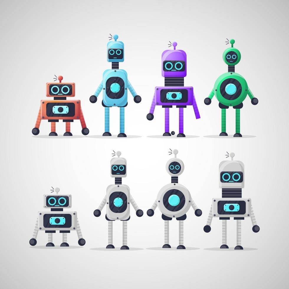 coleção de personagens de robôs de design fofo vetor