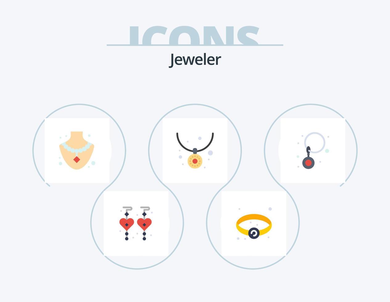 pacote de ícones planos de joias 5 design de ícones. . joia. joia. brincos. colar vetor