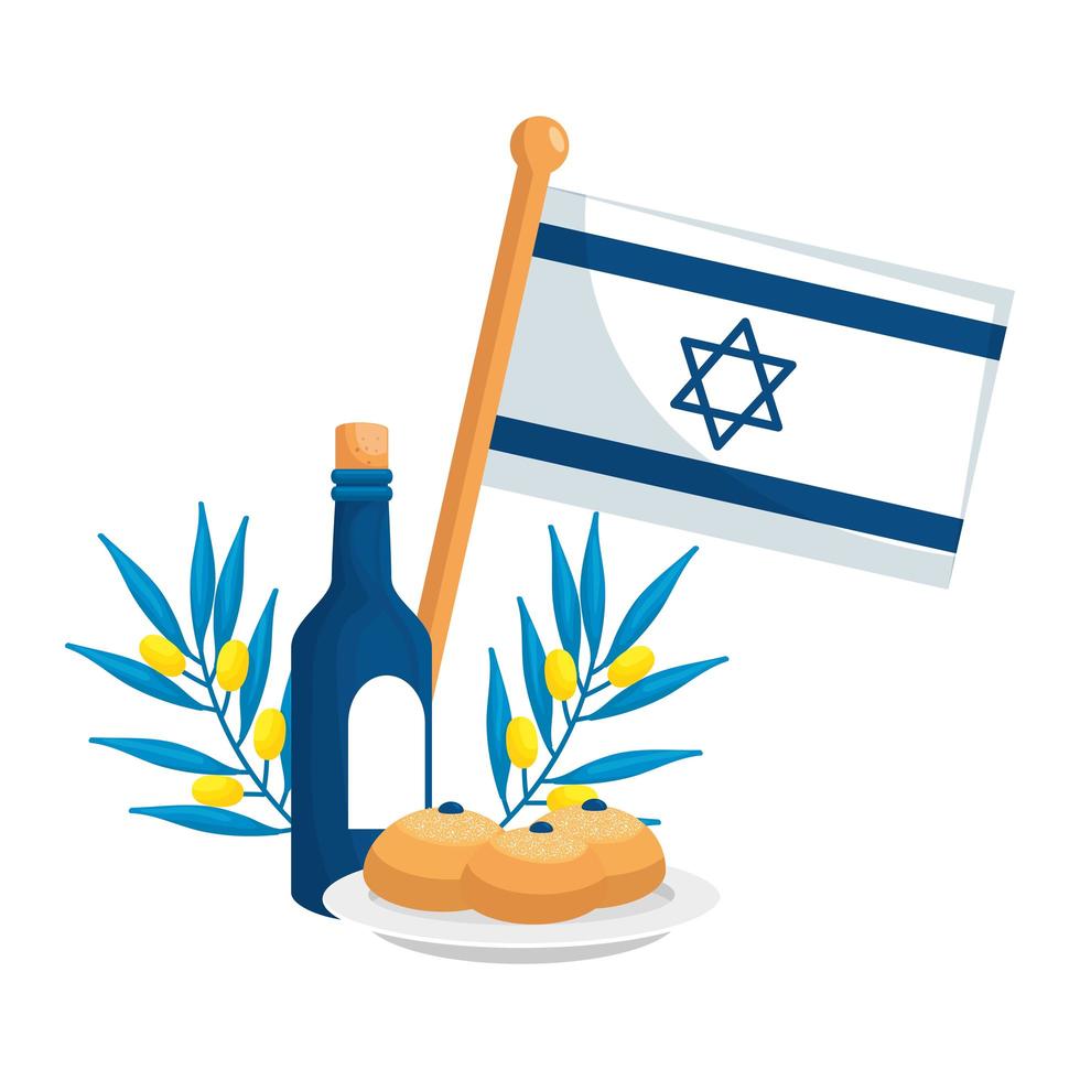 bandeira de israel com vinho e ícones vetor