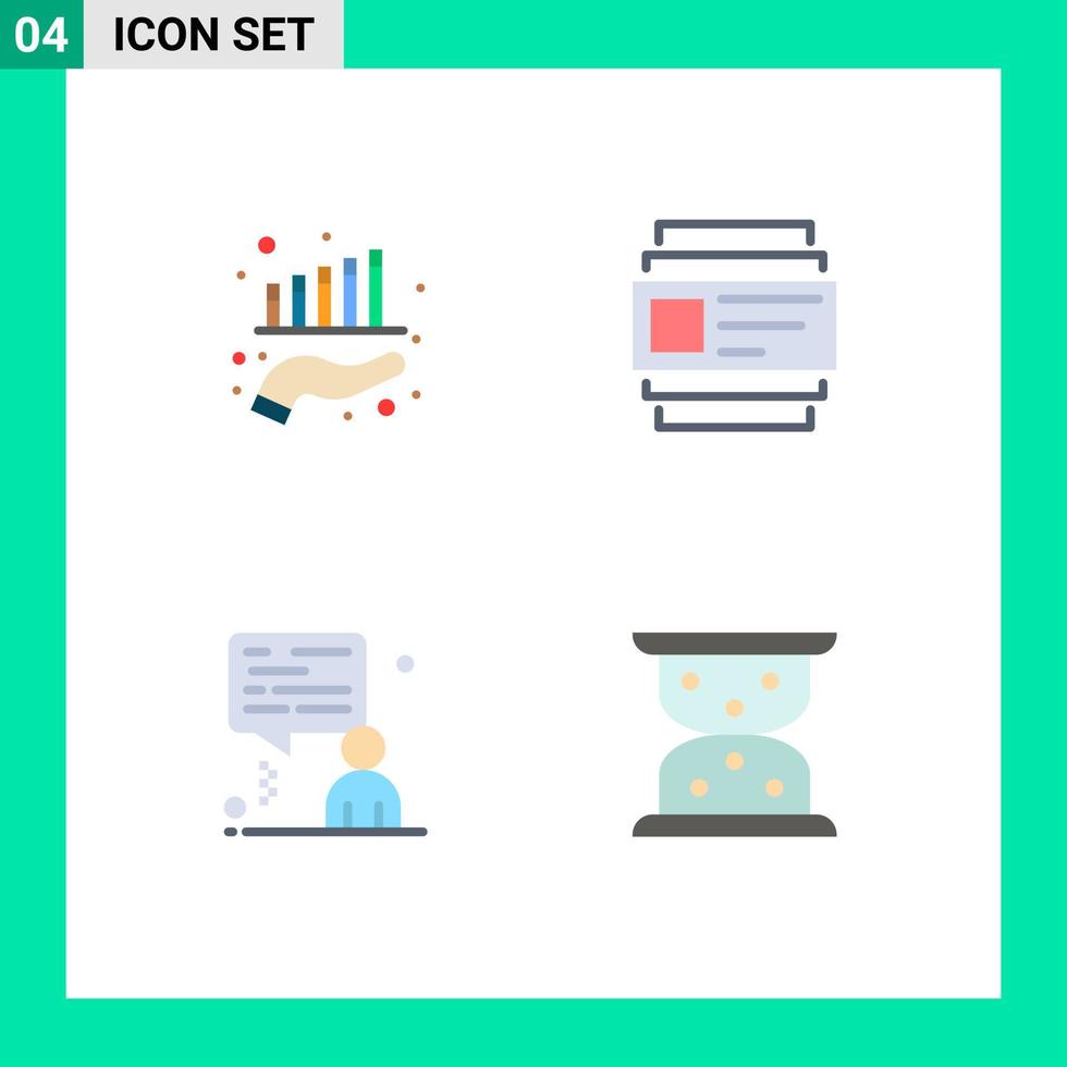 Pacote de ícones planos de interface de usuário 4 de sinais e símbolos modernos de usuários de marketing de negócios de negócios carregando elementos de design de vetores editáveis