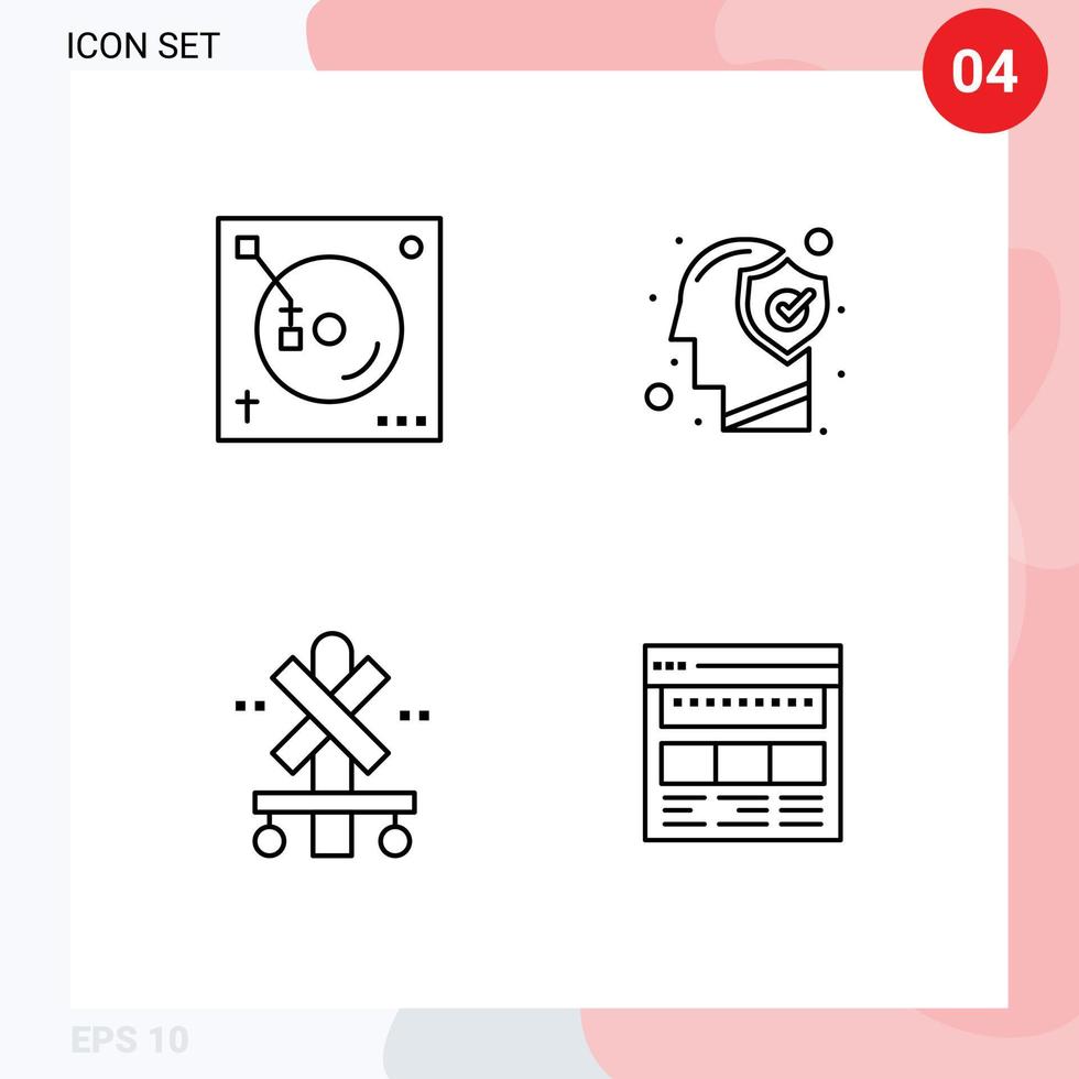 pacote de 4 sinais e símbolos modernos de cores planas de linha preenchida para mídia impressa na web, como elementos de design vetorial editáveis de estação humana de som cruzado vetor