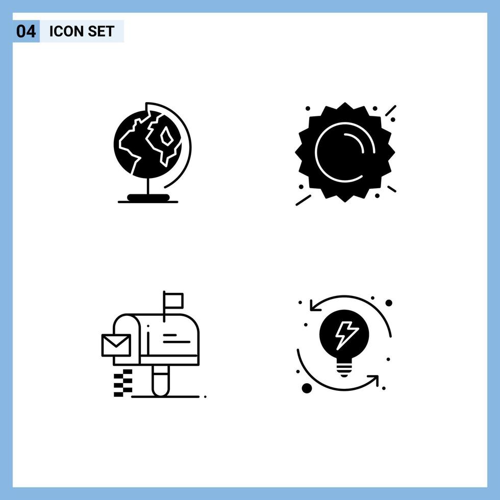 pacote de ícones vetoriais de estoque de 4 sinais e símbolos de linha para mapa de correio terrestre mensagem ensolarada elementos de design vetorial editáveis vetor
